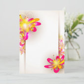 Fuchsia en gele bloemen uitnodigingen (Staand voorkant)