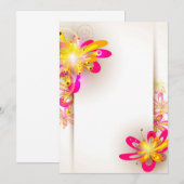 Fuchsia en gele bloemen uitnodigingen (Voorkant / Achterkant)