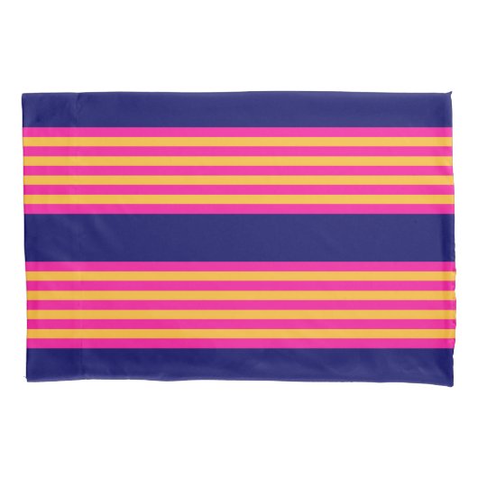 Fuchsia en gele strepen met blauw van de marine kussensloop (Voorkant)