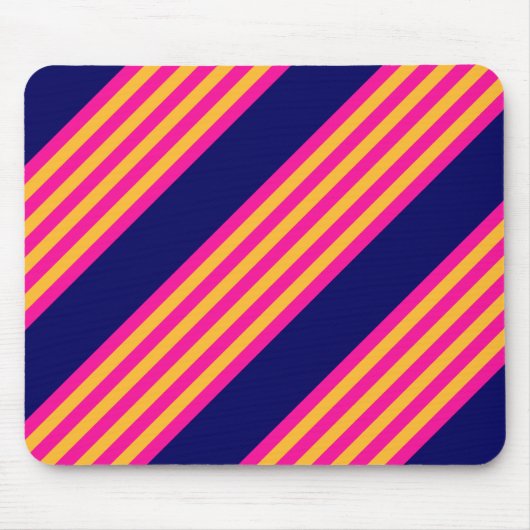 Fuchsia en gele strepen met blauw van de marine muismat (Voorkant)