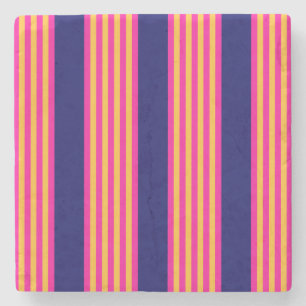 Fuchsia en gele strepen met blauw van de marine stenen onderzetter