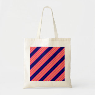 Fuchsia en gele strepen met blauw van de marine tote bag