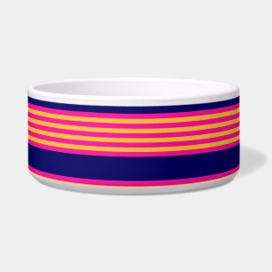 Fuchsia en gele strepen met blauw van de marine voerbakje