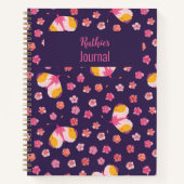 Fuchsia en gele vlinder gepersonaliseerd tijdschri notitieboek (Voorkant)