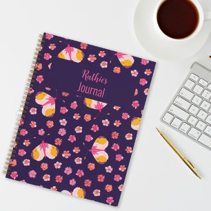 Fuchsia en gele vlinder gepersonaliseerd tijdschri notitieboek