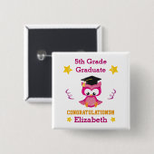 Fuchsia en goud 5e klas afgestudeerd vierkante button 5,1 cm (Voorkant /achterkant)