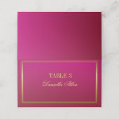 Fuchsia en goud Elegant Wedding Place Card Plaatskaartje (Buitenkant ongevouwen)