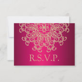 FUCHSIA EN GOUDEN INDIASE RESPONS RSVP-KAART RSVP KAARTJE (Voorkant)
