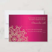 FUCHSIA EN GOUDEN INDIASE RESPONS RSVP-KAART RSVP KAARTJE (Achterkant)
