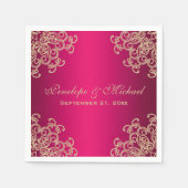 Fuchsia en gouden Indiase stijl bruiloft Servet (Voorkant)