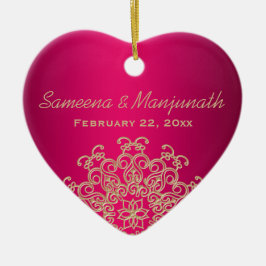 Fuchsia en Gouden Indiase Stijl Huwelijkspartij Fa Keramisch Ornament