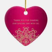 Fuchsia en Gouden Indiase Stijl Huwelijkspartij Fa Keramisch Ornament (Achterkant)