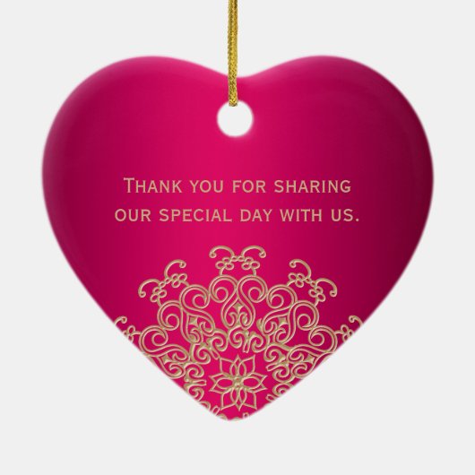 Fuchsia en Gouden Indiase Stijl Huwelijkspartij Fa Keramisch Ornament (Achterkant)