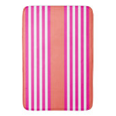 Fuchsia en levend koraal vijf strepen patroon badmat (Voorkant Verticaal)