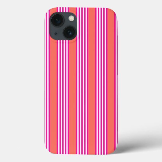 Fuchsia en levend koraal vijf strepen patroon Case-Mate iPhone case (Achterkant)