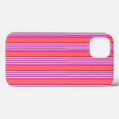 Fuchsia en levend koraal vijf strepen patroon Case-Mate iPhone case (Achterkant (horizontaal))