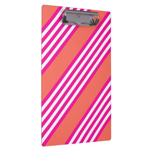 Fuchsia en levend koraal vijf strepen patroon klembord (Rechts)