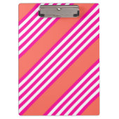 Fuchsia en levend koraal vijf strepen patroon klembord (Voorkant)