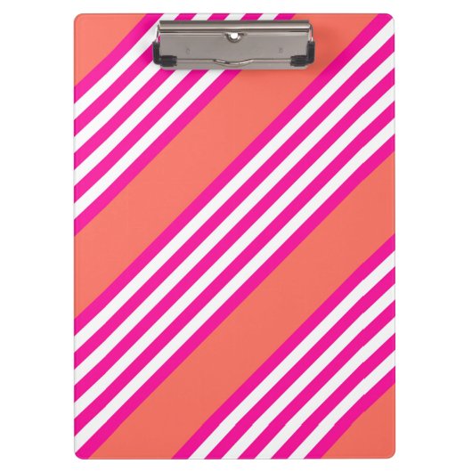 Fuchsia en levend koraal vijf strepen patroon klembord (Voorkant)