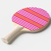 Fuchsia en levend koraal vijf strepen patroon tafeltennisbatje (Voorkant Gekanteld)