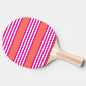 Fuchsia en levend koraal vijf strepen patroon tafeltennisbatje (Zijkant)
