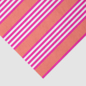 Fuchsia en levend koraal vijf strepen patroon tissuepapier (Detail)