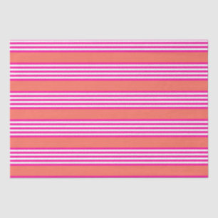 Fuchsia en levend koraal vijf strepen patroon tissuepapier