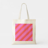 Fuchsia en levend koraal vijf strepen patroon tote bag (Achterkant)