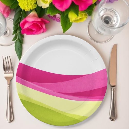 Fuchsia en Lime Groen Papieren Bordje