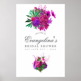 Fuchsia en Paars Vrijgezellenfeest Welkom Poster