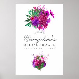  Fuchsia en Paars Vrijgezellenfeest Welkom Poster