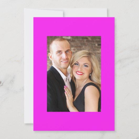  Fuchsia en Paarse Floral Wedding Foto Kaart (Achterkant)