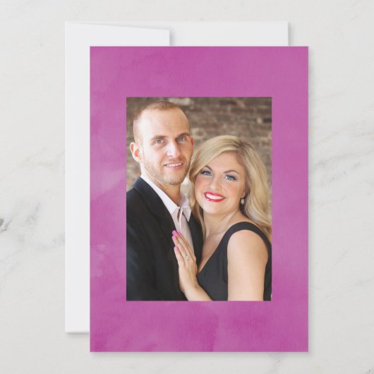 Fuchsia en Paarse Floral Wedding Foto Save The Date (Achterkant)