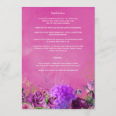 Fuchsia en Paarse Floral Wedding Menu (Achterkant)