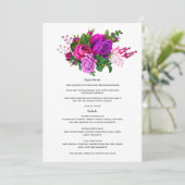 Fuchsia en Paarse Floral Wedding Menu (Staand voorkant)