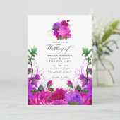  Fuchsia en Paarse Floral Weduwfoto in Kaart (Staand voorkant)