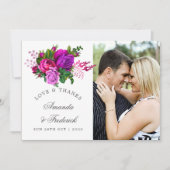 Fuchsia en Paarse Shabby bruiloft Bedankt (Voorkant)