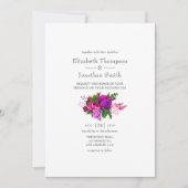  Fuchsia en Paarse Shabby Floral Wedding Kaart (Voorkant)