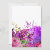  Fuchsia en Paarse Shabby Floral Wedding Kaart (Achterkant)