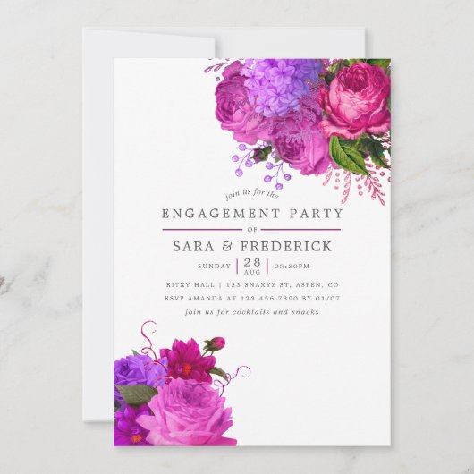 -Fuchsia en Paarse-shabby-partij Kaart (Voorkant)