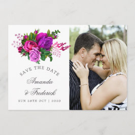 Fuchsia en Paarse Shabby Save the Date