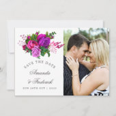 Fuchsia en Paarse Shabby Save the Date (Voorkant)