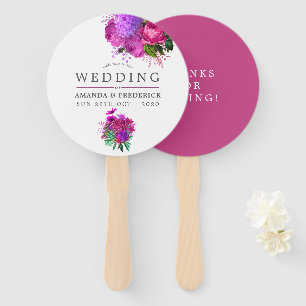Fuchsia en Paarse Shabby Wedding Favor Handwaaier