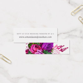 Fuchsia en Paarse Shabby Wedding RSVP Mini Visitekaartjes