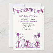 Fuchsia en Paarse viering Kaart (Voorkant)