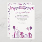 Fuchsia en Paarse viering Kaart (Voorkant / Achterkant)