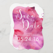 Fuchsia en Paarse Waterverf Save the Date (Voorkant / Achterkant)