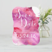 Fuchsia en Paarse Waterverf Save the Date (Staand voorkant)