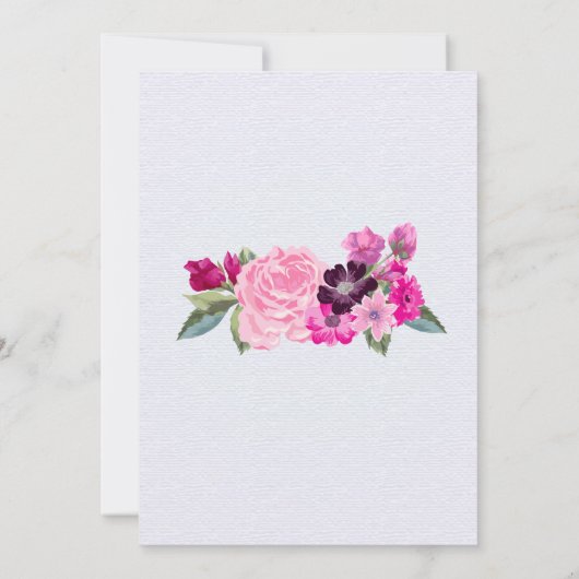 Fuchsia en Plum Bloemen Huwelijksuitnodigingen Kaart (Achterkant)