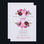 Fuchsia en Plum Bloemen Huwelijksuitnodigingen Kaart<br><div class="desc">Fuchsia en Plum Floral Huwelijksuitnodigingen. Fuchsia,  pruim en roze bloemen met een getextureerde achtergrond. Extra coördinerende huwelijksbenodigdheden zijn beschikbaar bij MetroEvents op Zazzle. Ontworpen door Metro-Events.com</div>